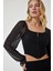 Şifon Balon Kollu Fermuarlı Crop bluz 1