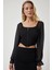 Şifon Balon Kollu Fermuarlı Crop bluz 2