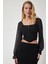 Şifon Balon Kollu Fermuarlı Crop bluz 3