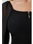 Şifon Balon Kollu Fermuarlı Crop bluz 5