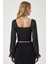 Şifon Balon Kollu Fermuarlı Crop bluz 6