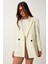 Kontrast Düğmeli Oversize Mevsimlik Blazer Ceket 2