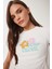 Baskılı Büzgülü Crop Örme T-Shirt 1