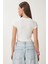 Baskılı Büzgülü Crop Örme T-Shirt 4