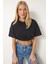 Lastikli Crop Örme T-Shirt 1