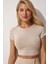 Bisiklet Yaka Crop Örme T-Shirt 3
