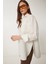 Çizgili Oversize Keten Gömlek 4