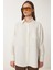 Çizgili Oversize Keten Gömlek 5