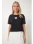 Işıltılı Kalp Aksesuarlı Pamuklu Örme T-Shirt 2