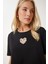 Işıltılı Kalp Aksesuarlı Pamuklu Örme T-Shirt 3