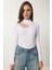 2'li Paket Cut Out Detaylı Fitilli Örme Bluz Krem Beyaz LGT0034 2