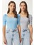2'li Paket Kare Yaka Fitilli Crop Bluz 1