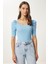 2'li Paket Kare Yaka Fitilli Crop Bluz 5