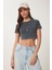 Soluk Efektli Crop Örme T-Shirt 2