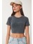 Soluk Efektli Crop Örme T-Shirt 3
