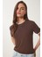 Kontrast Şerit Detaylı Örme T-Shirt 1