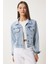 Püskül Detaylı Denim Ceket LAN0018 AÇIK MAVİ 3