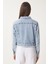 Püskül Detaylı Denim Ceket LAN0018 AÇIK MAVİ 5