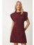 Vatkalı Mini Tüvit Dokuma Elbise LWF0023 BORDO 2