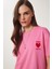 Kalp Nakışlı Pamuklu Örme T-Shirt 1