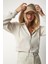 Kapüşonlu Fermuarlı Crop Sweatshirt LUB0054 BEJ 3