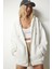 Kapüşonlu Fermuarlı Oversize Sweatshirt LUB0002 EKRU 4