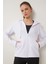 Parmak Detaylı Kapüşonlu Fermuarlı Örme Sweatshirt 2
