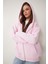 Kapüşonlu Fermuarlı Oversize Sweatshirt LUB0002 ŞEKER PEMBE 1