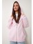 Kapüşonlu Fermuarlı Oversize Sweatshirt LUB0002 ŞEKER PEMBE 3