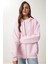 Kapüşonlu Fermuarlı Oversize Sweatshirt LUB0002 ŞEKER PEMBE 4