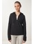 Parmak Detaylı Kapüşonlu Fermuarlı Örme Sweatshirt 2