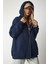 Kapüşonlu Fermuarlı Oversize Sweatshirt LUB0002 LACİVERT 2