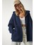 Kapüşonlu Fermuarlı Oversize Sweatshirt LUB0002 LACİVERT 4