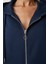 Kapüşonlu Fermuarlı Oversize Sweatshirt LUB0002 LACİVERT 7