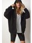 Kapüşonlu Fermuarlı Oversize Sweatshirt LUB0002 SİYAH 1