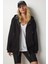 Kapüşonlu Fermuarlı Oversize Sweatshirt LUB0002 SİYAH 2