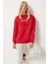 Kalp Nakışlı Şardonlu Sweatshirt LOW0018 KIRMIZI 1