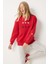 Kalp Nakışlı Şardonlu Sweatshirt LOW0018 KIRMIZI 3