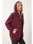Kapüşonlu Fermuarlı Oversize Sweatshirt LUB0002 BORDO 1