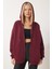 Kapüşonlu Fermuarlı Oversize Sweatshirt LUB0002 BORDO 4