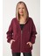 Kapüşonlu Fermuarlı Oversize Sweatshirt LUB0002 BORDO 5