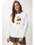 Ayıcık Armalı Şardonlu Örme Sweatshirt LWE0001 KIRIK BEYAZ 2