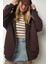 Kapüşonlu Fermuarlı Oversize Sweatshirt LUB0002 KAHVERENGİ 2