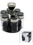 6 Parça Yuvarlak Cam - Krom Kaplı Kapak Tuzluk - Baharatlık Döner Standlı (4767) - MCT6362-7966 1