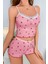 Çilek Desenli Dantel Detaylı Şortlu Pijama Takımı 1