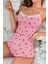 Çilek Desenli Dantel Detaylı Şortlu Pijama Takımı 2