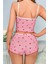 Çilek Desenli Dantel Detaylı Şortlu Pijama Takımı 3