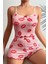 Öpücük Desenli Ip Askılı Şortlu Pijama Takımı 1