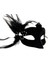 Bfs Siyah Renk Yandan Tüylü Süet Kaplama Beyaz Incili Parti Maskesi 18X15 cm 1