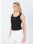 Bisiklet Yaka Düz Siyah Kadın Atlet 50514489 3